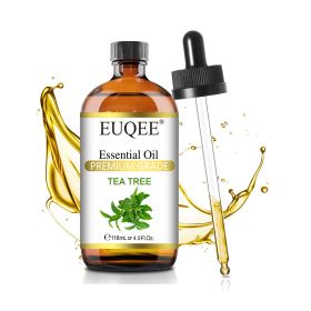 EUQEE 118ML Essential Oils with Glass Dropper|Aromatherapy, Humidifier, DIY Soap Jasmine Eucalyptus Vanilla Peppermint Aroma Oils (NET WT: 118ml, Color: Tea Tree)