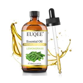 EUQEE 118ML Essential Oils with Glass Dropper|Aromatherapy, Humidifier, DIY Soap Jasmine Eucalyptus Vanilla Peppermint Aroma Oils (NET WT: 118ml, Color: Lemongrass)