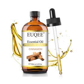 EUQEE 118ML Essential Oils with Glass Dropper|Aromatherapy, Humidifier, DIY Soap Jasmine Eucalyptus Vanilla Peppermint Aroma Oils (NET WT: 118ml, Color: Cinnamon)