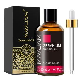 30ml Chamomile Pure Natural Essetial Oils Citronella Geranium Cedarwood Frankincense Eucalyptus Ginger Essential Oil Diffuser (NET WT: 30ml, Color: Geranium)