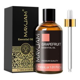 30ml Pure Natural Essential Oils Rose Lavender Jasmine Vanilla Eucalyptus Mint Sandalwood Lemon Cinnamon Tea Tree Essential Oil (NET WT: 30ml, Color: Grapefruit)