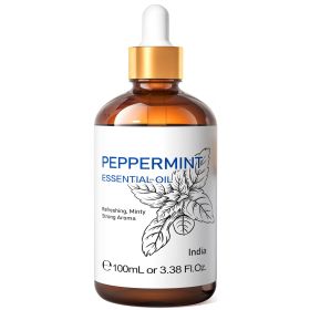 HIQILI Rosemary Jasmine Lavender Mint Essential Oils for Hair Care, increasing luster, Massage, Skin Care, Diffuser, Humidifier (NET WT: 100ml, Color: Peppermint)