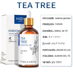 HIQILI 100ML Lavender Jasmine Rose Vanilla Mint Eucalyptus Lemon Essential Oils for Diffuser, Humidifier, Massage, Skin, Hair (NET WT: 100ml, Color: Tea Tree)