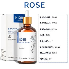 HIQILI 100ML Lavender Jasmine Rose Vanilla Mint Eucalyptus Lemon Essential Oils for Diffuser, Humidifier, Massage, Skin, Hair (NET WT: 100ml, Color: Rose)
