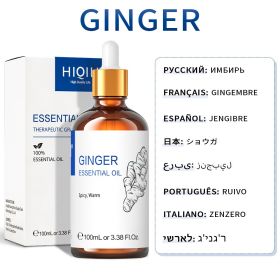 HIQILI 100ML Lavender Jasmine Rose Vanilla Mint Eucalyptus Lemon Essential Oils for Diffuser, Humidifier, Massage, Skin, Hair (NET WT: 100ml, Color: Ginger)