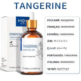 HIQILI 100ML Lavender Jasmine Rose Vanilla Mint Eucalyptus Lemon Essential Oils for Diffuser, Humidifier, Massage, Skin, Hair (NET WT: 100ml, Color: Tangerine)