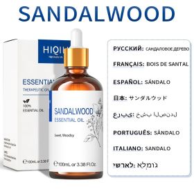 HIQILI 100ML Lavender Jasmine Rose Vanilla Mint Eucalyptus Lemon Essential Oils for Diffuser, Humidifier, Massage, Skin, Hair (NET WT: 100ml, Color: Sandalwood)