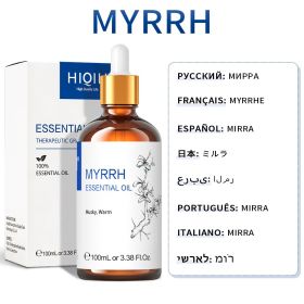 HIQILI 100ML Lavender Jasmine Rose Vanilla Mint Eucalyptus Lemon Essential Oils for Diffuser, Humidifier, Massage, Skin, Hair (NET WT: 100ml, Color: Myrrh)