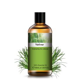 100ML Lavender Pure Natural Rose Essential Oils Humidifier Diffuser Vanilla Peppermint Cloves Tea Tree Ylang Lemon Aroma Oil (NET WT: 100ml, Color: Vetiver)