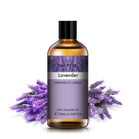 100ML Lavender Pure Natural Rose Essential Oils Humidifier Diffuser Vanilla Peppermint Cloves Tea Tree Ylang Lemon Aroma Oil (NET WT: 100ml, Color: Lavender)