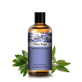 100ML Lavender Pure Natural Rose Essential Oils Humidifier Diffuser Vanilla Peppermint Cloves Tea Tree Ylang Lemon Aroma Oil (NET WT: 100ml, Color: Clary Sage)