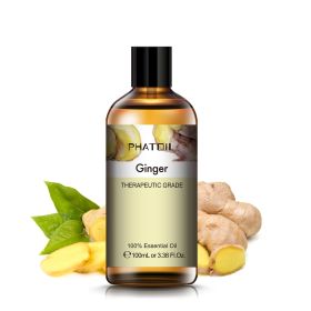 100ML Lavender Pure Natural Rose Essential Oils Humidifier Diffuser Vanilla Peppermint Cloves Tea Tree Ylang Lemon Aroma Oil (NET WT: 100ml, Color: Ginger)