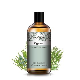 100ML Lavender Pure Natural Rose Essential Oils Humidifier Diffuser Vanilla Peppermint Cloves Tea Tree Ylang Lemon Aroma Oil (NET WT: 100ml, Color: Cypress)