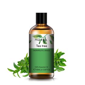 100ML Lavender Pure Natural Rose Essential Oils Humidifier Diffuser Vanilla Peppermint Cloves Tea Tree Ylang Lemon Aroma Oil (NET WT: 100ml, Color: Tea Tree)