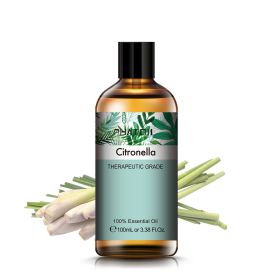 100ML Lavender Pure Natural Rose Essential Oils Humidifier Diffuser Vanilla Peppermint Cloves Tea Tree Ylang Lemon Aroma Oil (NET WT: 100ml, Color: Citronella)