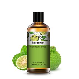 100ML Lavender Pure Natural Rose Essential Oils Humidifier Diffuser Vanilla Peppermint Cloves Tea Tree Ylang Lemon Aroma Oil (NET WT: 100ml, Color: Bergamot)