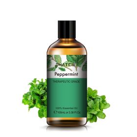 100ML Lavender Pure Natural Rose Essential Oils Humidifier Diffuser Vanilla Peppermint Cloves Tea Tree Ylang Lemon Aroma Oil (NET WT: 100ml, Color: Peppermint)