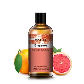 100ML Lavender Pure Natural Rose Essential Oils Humidifier Diffuser Vanilla Peppermint Cloves Tea Tree Ylang Lemon Aroma Oil (NET WT: 100ml, Color: Grapefruit)