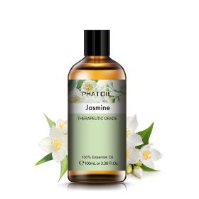 100ML Lavender Pure Natural Rose Essential Oils Humidifier Diffuser Vanilla Peppermint Cloves Tea Tree Ylang Lemon Aroma Oil (NET WT: 100ml, Color: Jasmine)