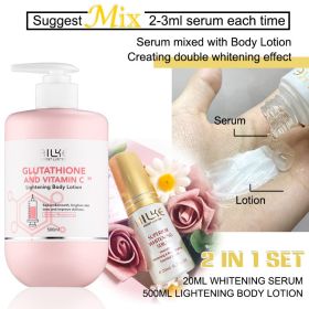 AILKE Vitamin C and Glutathione Skin Care Set, Antioxidant, Improve Rough Skin, Nourishing, Moisturizing Range for Face and Body (Color: 2 in 1 set)