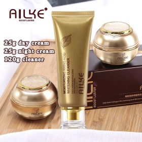 AILKE Whitening Dark Spot Remove Facial Skin Care Cream With Collagen Anti- Freckles Wrinkle Repair Women Premium Face Product (Color: cream and Cleanser)