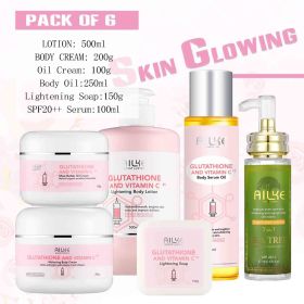AILKE Whitening Moisturizing Anti-Freckle Body Lotion, Suitable For Face And Body, Glutathione Korean Women's Skin Care Products (Color: 6 in 1 set)