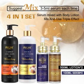 AILKE Whitening And Moisturizing Body Lotion, With Glutathione, Collagen, Vitamin C, For Face And Body Korean Skin Care Products (Color: 4 in 1 Set)