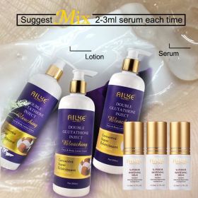 AILKE Super Bleaching Body Lotion,Black Spot Corrector,Use For Face And Body,Suitable For Black Skin,Korean Whitening Skin Care (Color: 3 lotion and serum)